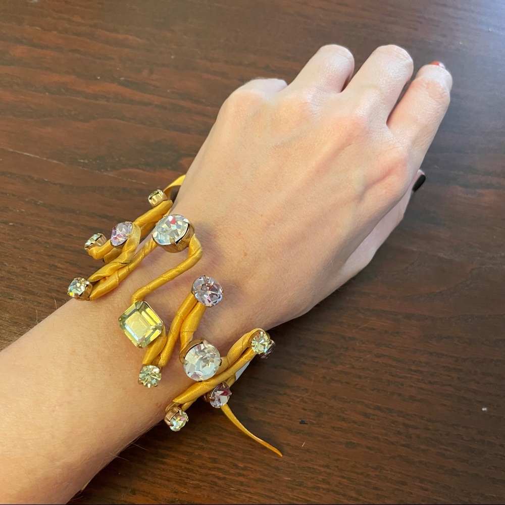 Adjustable Yellow Rhinestone Bracelet - image 1